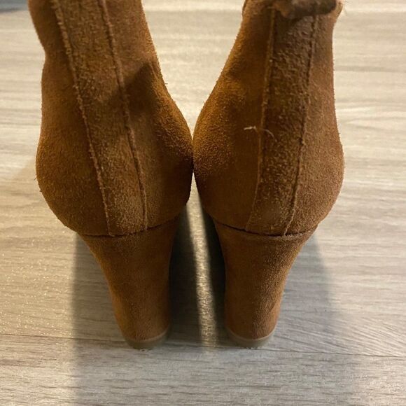 Steve Madden Tanngoo chestnut brown suede high wedge laced up shoe size 9 - Picture 5 of 9